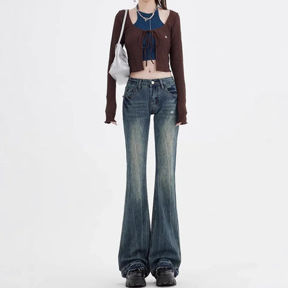 Low Waist Bell Bottom Denim Jeans