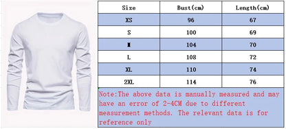 Men's 100% pure cotton loose and comfortable casual sports trend novel printed round neck long sleeved T-shirt versatile top