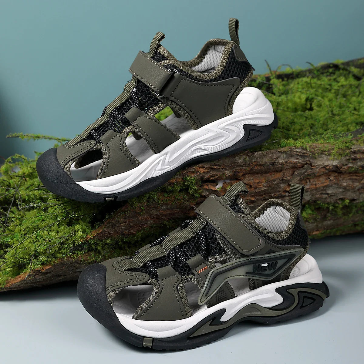 Boys' Casual Sports Sandals, River-Tracing Shoes, Finger-Protecting Sandals