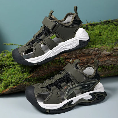 Boys' Casual Sports Sandals, River-Tracing Shoes, Finger-Protecting Sandals