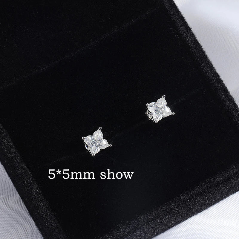 0.4CT 0.8CT Flower Cut Moissanite Stud Earrings for Women Men D Color Vvs1 Birthday Gift Jewelry S925 Sterling Silver