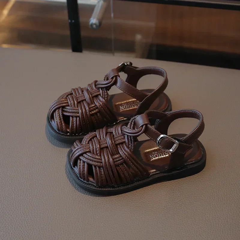 New Sandals Summer Children's Woven Casual Baby Shoes Girls Beach Shoes Slipper Baby Girl Shoes Size 22-31