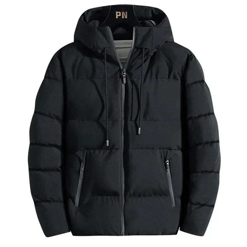 Winter Men Jacket Autumn Warm Fashion Thickened Cotton Padded Jackets Hooded Casual Coats Male Windproof Plus Size Solid Outwear