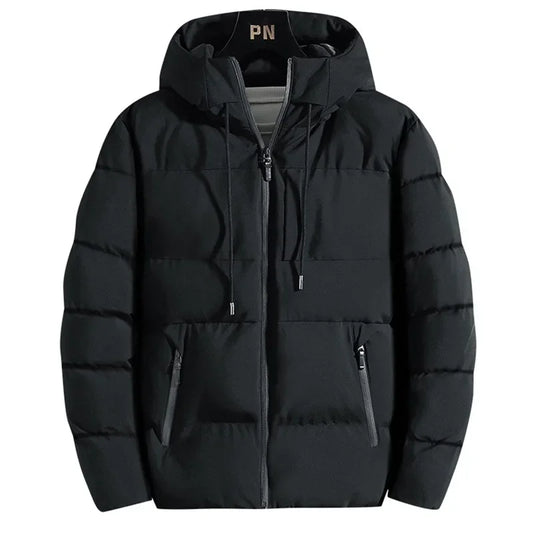 Winter Men Jacket Autumn Warm Fashion Thickened Cotton Padded Jackets Hooded Casual Coats Male Windproof Plus Size Solid Outwear