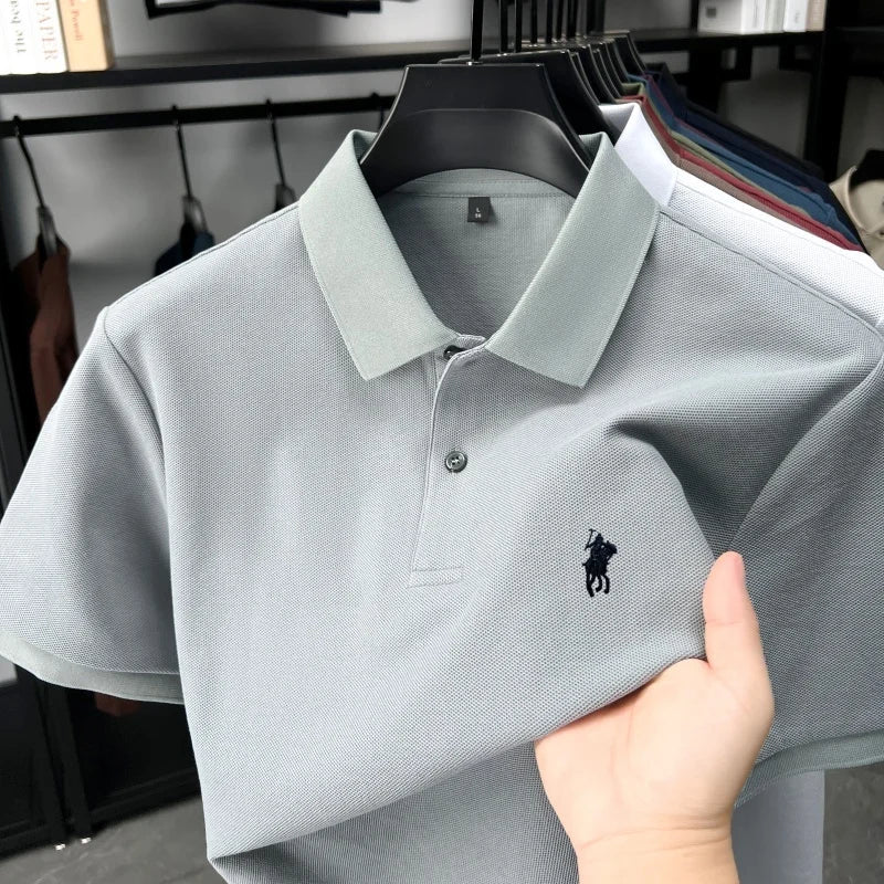 Designer brand 100% cotton short sleeve polo shirt luxury fashion pony embroidery men's business leisure summer new Paul T-shirt