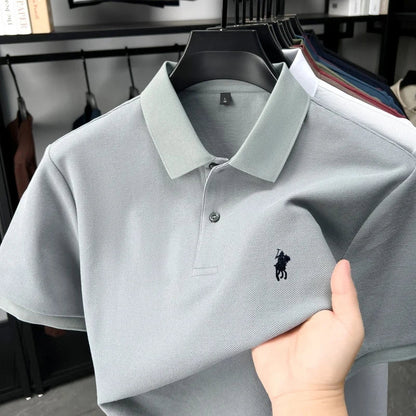 Designer brand 100% cotton short sleeve polo shirt luxury fashion pony embroidery men's business leisure summer new Paul T-shirt