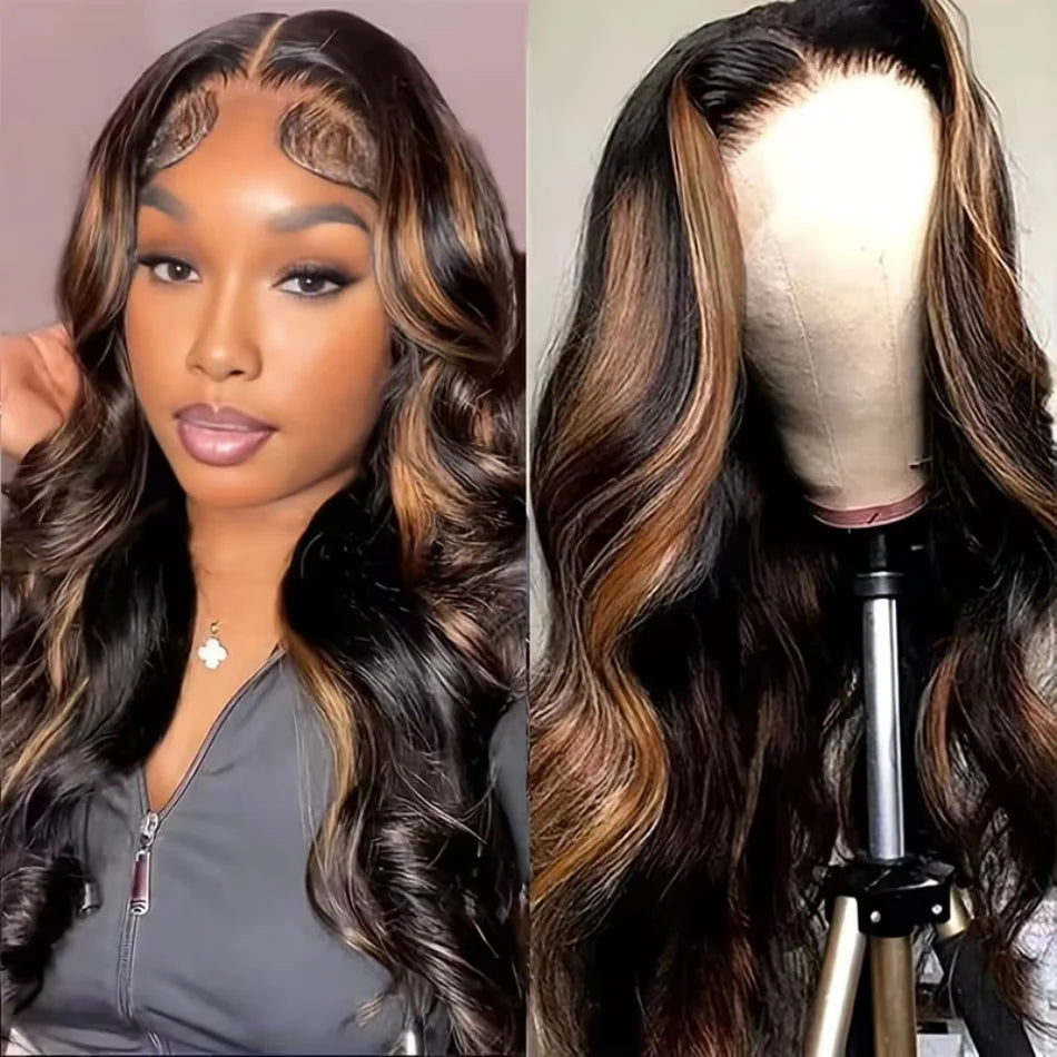 Highlight Ombre Body Wave Human Hair Wigs 13X6 Hd Lace Frontal Wig 250 Density Brazilian 13X4 Lace Front Wigs Pre Plucked