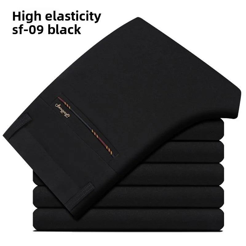 Men's Stretch Dress Pants Wrinkle Free, Slim Fit Business Trousers for Office, Spring Summer Lightweight Chino Slacks Black Blue