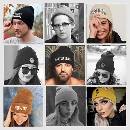 Personalized Custom Beanie Embroidery Text Name Design Logo Winter Hat for Men Women Knitted Cap