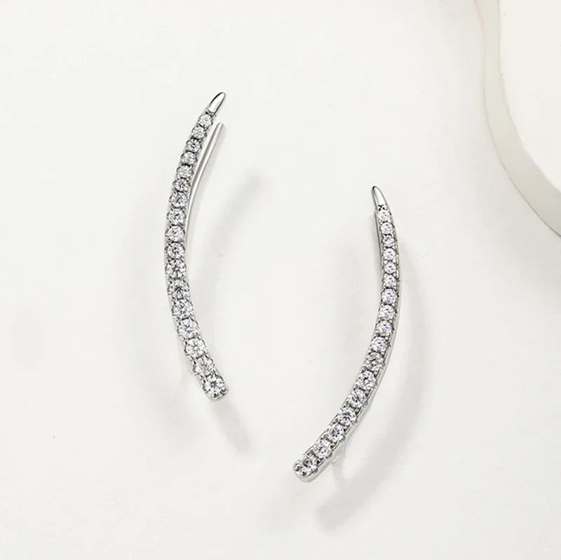 Trendy Test Passed Full Moissanite Smile Stud Earrings for Women Wedding 100% 925 Silver Sparking Party Bridal Jewelry