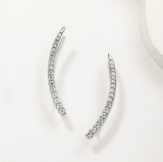 Trendy Test Passed Full Moissanite Smile Stud Earrings for Women Wedding 100% 925 Silver Sparking Party Bridal Jewelry