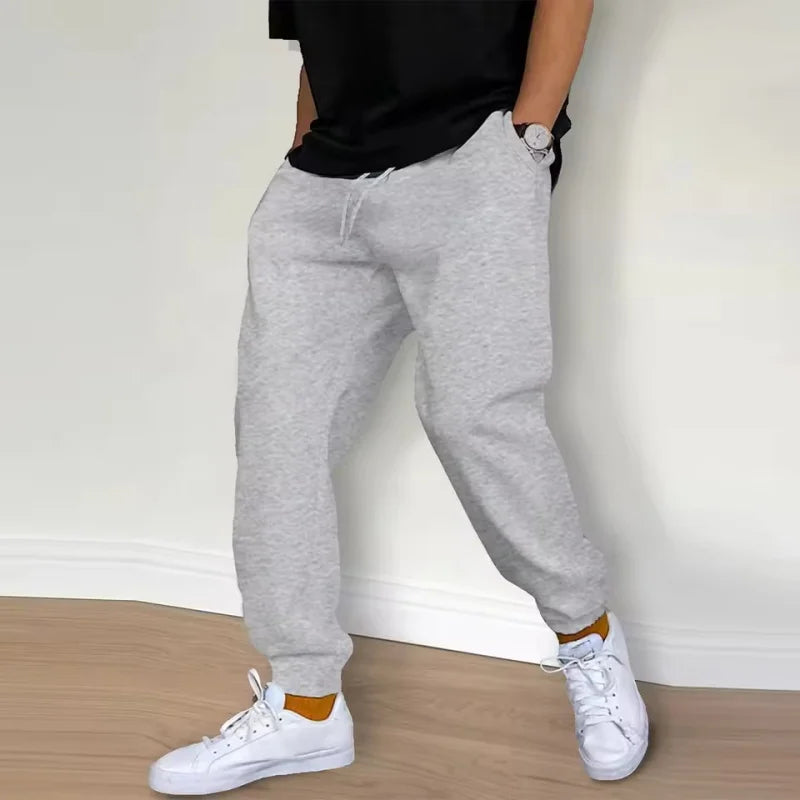 Men's Casual Sweatpants Fleece Sports Pants Unisex Fashion Solid Loose Trousers Streetwear Autumn Winter Jogging Fitness Pants