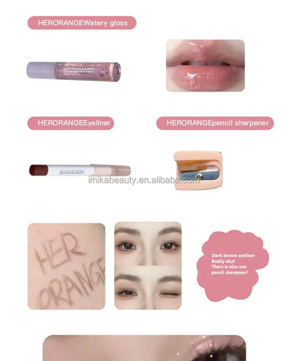 6Pcs Mini Makeup Set Lip Gloss Lip Tint Eyeliner Blush Eyeshadow Waterproof Long Lasting