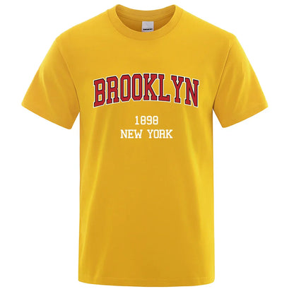 Brooklyn 1898 New York City Letter Prints T Shirt Men Creativity Tee Clothes T-Shirts Loose Summer Tshirt Cotton Breathable Tops