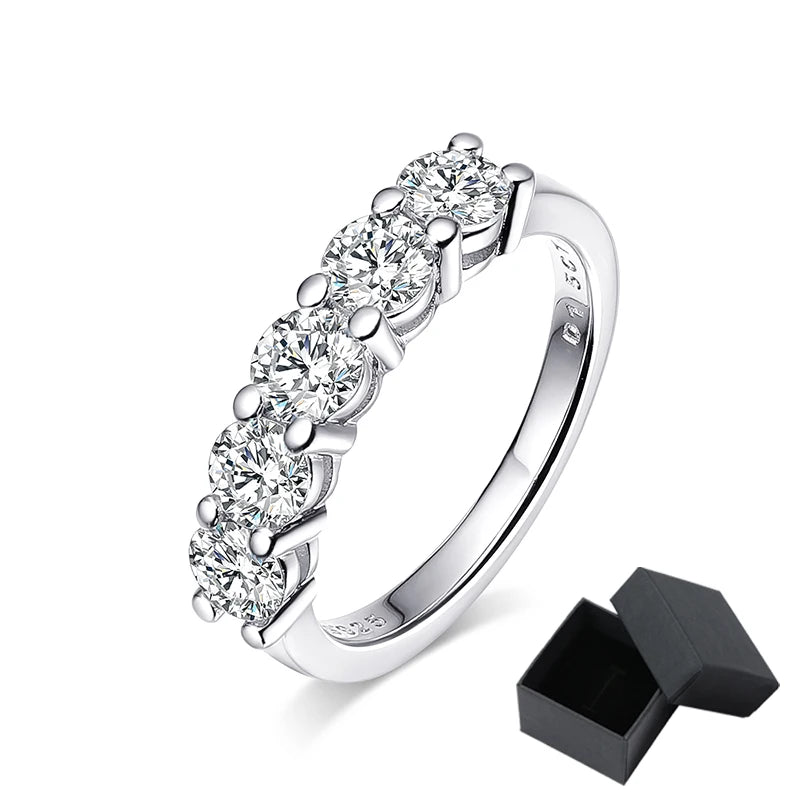 White Gold D Color 4mm Moissanite Ring for Women 1.5CTTW Stone Match Diamond Wedding Band Bride S925 Sterling Silver