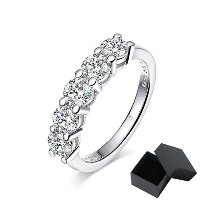 White Gold D Color 4mm Moissanite Ring for Women 1.5CTTW Stone Match Diamond Wedding Band Bride S925 Sterling Silver