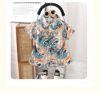 0-8Y Kids Baby Boy Clothes Summer Floral Print Sets 2Pcs Short Sleeve Shirt+Shorts Child Boy Beach Wear Casual Outfits
