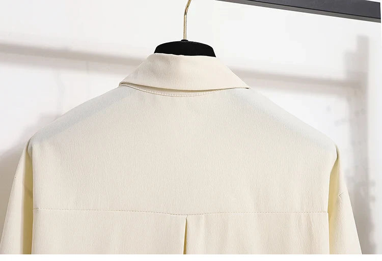 2026 Women's Plus Size Blouse Korean Style Spring Autumn Loose Elegant Casual Mid-length Tops Long Sleeved Waist Cinching Shirts