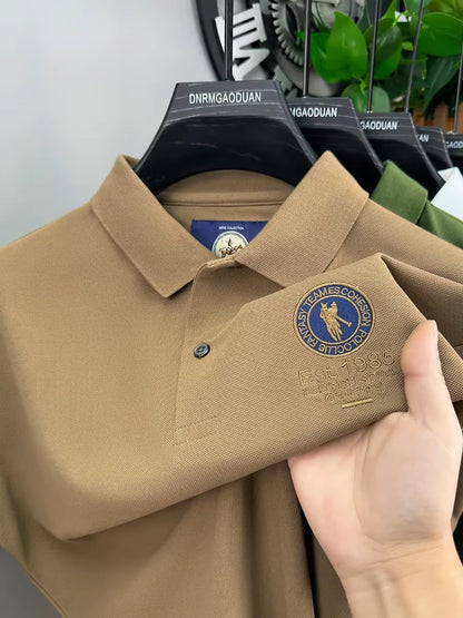 Luxury brand badge embroidery polo shirt short sleeve men's summer top fashionable breathable lightweight comfort casual T-shirt
