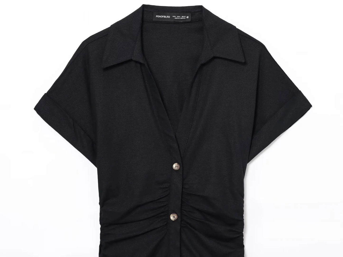 New  Women's elegant holiday style refreshing and comfortable short-sleeved V-neck MIDI dress