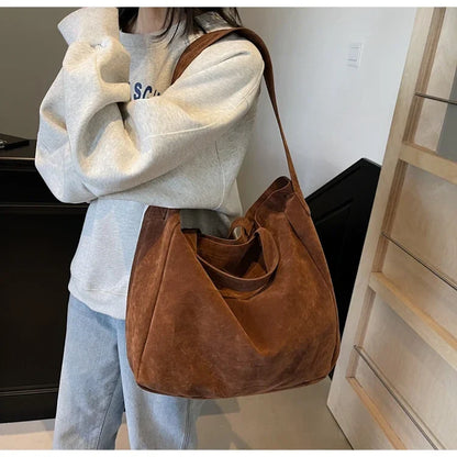 Large Capacity Velvet 2024 Hot Selling Tote Bag Zipper Solid Color Popular Fashion Handbag Soft Simple Commuting Shoulder Bag