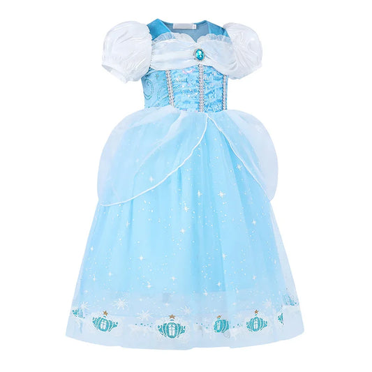 Cinderella Princess Cosplay Dress for Girl Kids Ball Gown Sequin Carnival TUTU Puff Mesh Clothing for Birthday Gift Purim Dress