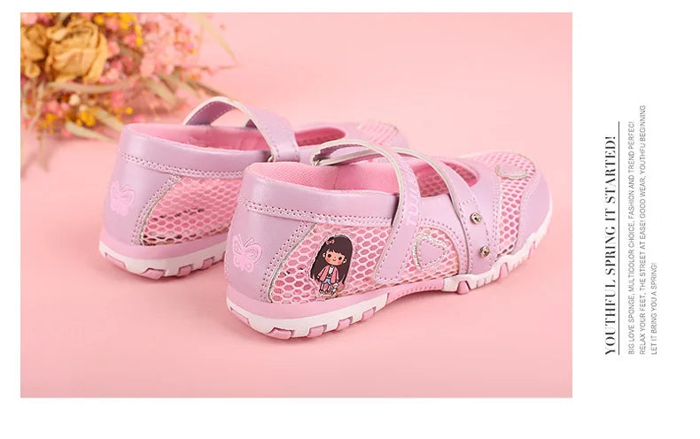 Girls Sandals Gladiator Cartoon Soft Children Non-slip Beach Shoes Kids Summer Floral Sandals Princess Shoes Fashion Cute