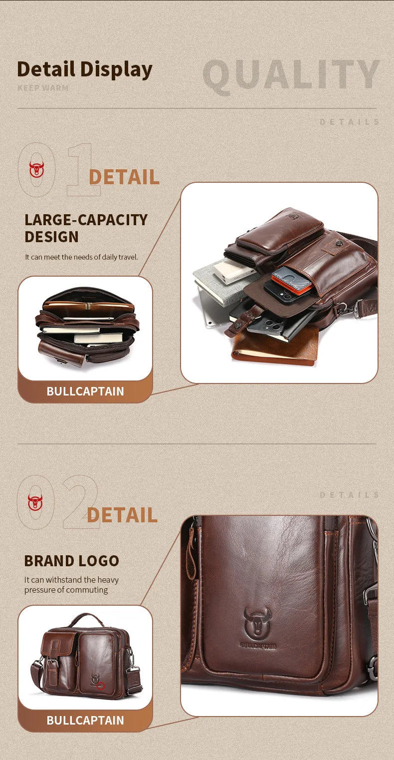 New Genuine Leather Men Crossbody Bag Male Briefcase Messenger Bag Casual Business Briefcase Style Men Shoulder Bag