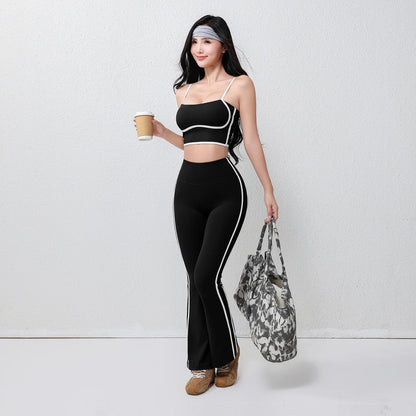 Women's plus Size Fitness Flare Yoga Pants Four-Way Stretch Breathable Full Length Elastic Waist Hip Lifting Yoga Trousers