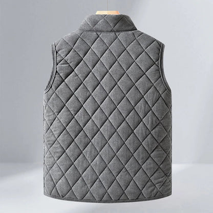 Mens Winter Jacket Windproof Thickened Padded Jacket Casual Diamond Warm Fleece Lined Coat Middle-Aged Dad's Solid Outdoor Wear
