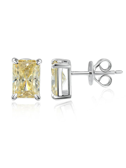 100% 925 Sterling Silver Sparkling 5*7mm Yellow Zircon High Carbon Diamond Stud Earrings For Women Party Fine Jewelry Gift