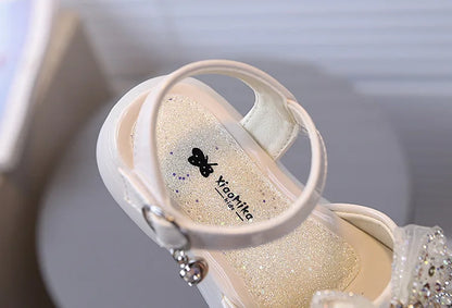 2026 Princess Girls Sandals Summer Children Beach Shoes Girls Open-toed Sandals Soft PU Leather Flat Kids Sandals For Girl