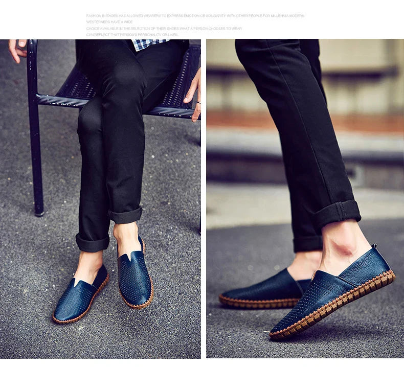 Fashion Men's Driving Shoes Handmade Leather Men Loafers Soft Breathable Men's Casual Shoes
