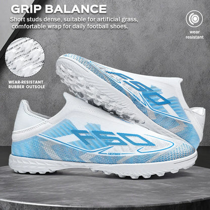 Professional TF Soccer Boots Unisex Youth Adult PU Fabric Upper Rubber Sole Non-slip Training Cleats