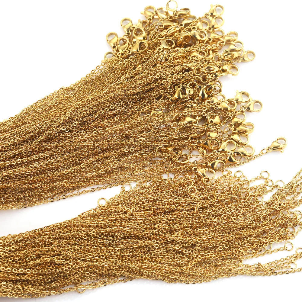 Stainless Steel Chains Necklace Woman 10pcs/lot Bulk Wholesale DIY Rolo 2mm Chain No Fade Choker For Jewelry Making