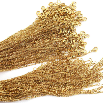 Stainless Steel Chains Necklace Woman 10pcs/lot Bulk Wholesale DIY Rolo 2mm Chain No Fade Choker For Jewelry Making