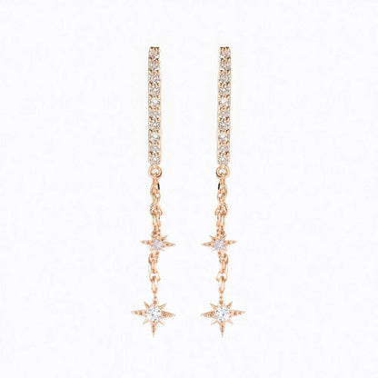 New Design Stainless Steel Cubic Zirconia Chain Stud Earrings For Women Star Moon Cartilage Earring Piercing Jewelry