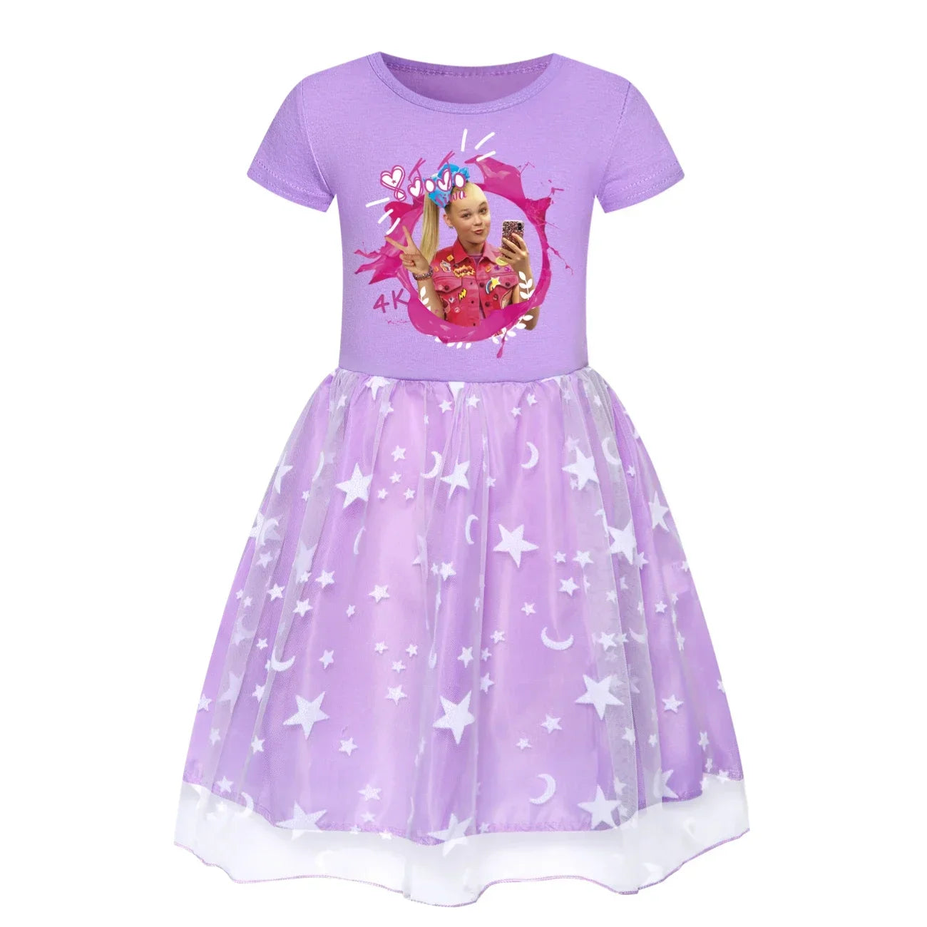 2025 Girls Princess Dress Kids Cute JOJO Siwa T Shirt Pleated Dresses Children Summer Vestidos Cartoon Birthday Party Clothes