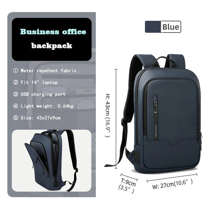Slim Backpack For Men 15.6 Inch Laptop Bags Waterproof Minimalist Business Backpack With USB Charging Casual Travel Work Bag