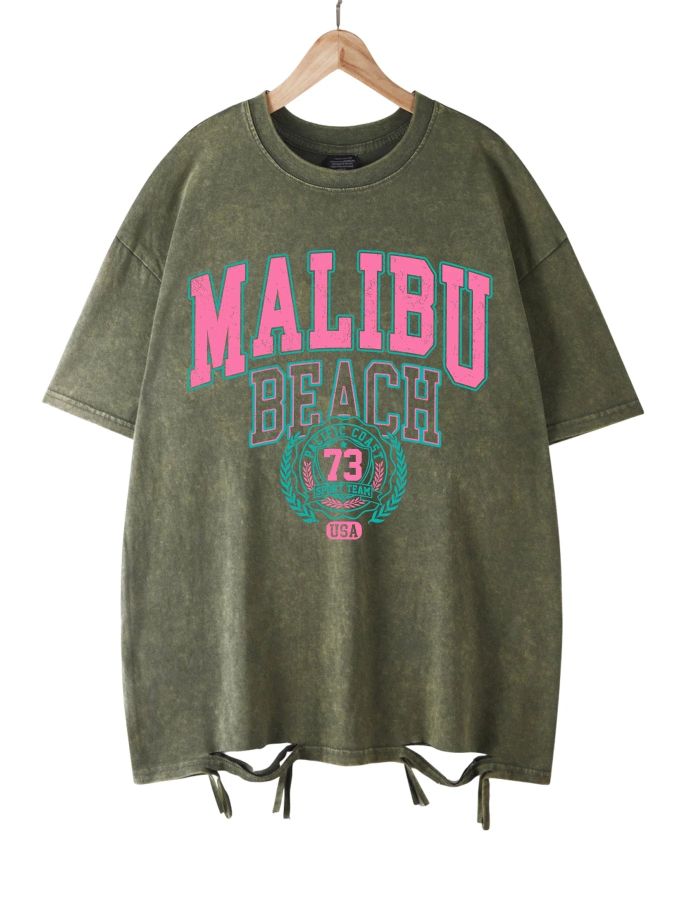 Beach Washed T-Shirt Women Letter Printing Cotton T Shirt Comfortable Crewneck Tops Casual Oversized Tees Female Clothes