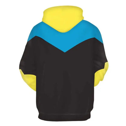 Anime Color Block Hoodies for Men Long Sleeve Pullover Sweatshirt with Pockets 3D Printed Casual Streetwear Zipper Jacket