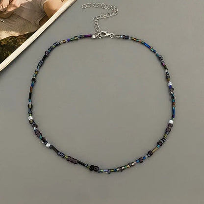 1 pc Irregualr Glasses Beads Choker Necklace for Women Fashion Trendy Popular Short Neck Jewelry Colorful Necklace  Wholesale