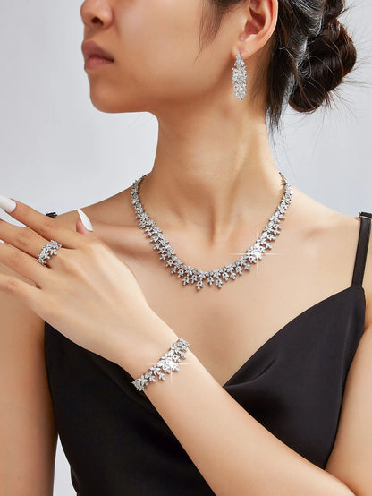 2025 Luxury Saudia Bridal Full CZ Crystal Zirconia 4pcs Jewelry Sets For Women Dinner Party Wedding Necklace Sets