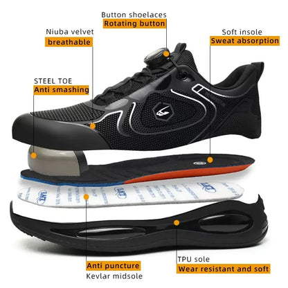 Safety Shoes Impact-Resistant & Puncture-Resistant Steel Toe Safety Shoes Export New Style Knob Shoes Wear-Resistant Shoes