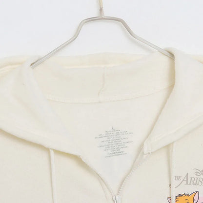 Cute Marie Cat Fleece Hooded Sweatshirt Winnie the Pooh Embroidery Zip Up Hoodies Jacket Women Casual Cartoon Jumper Top