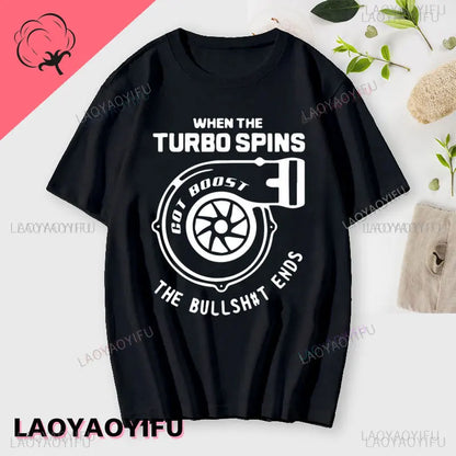 New Boost Turbo Engine Printing T-Shirt Car Parts Funny Mechanic Cotton Teemen 2024 Summer Fashion Top Personality Mans Clothing