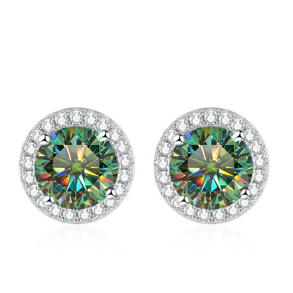 Moissanite Stud Earrings for Women 925 Sterling Silver Green Blue Pink Red Black Blue Sparkling Moissanite Studs Earring
