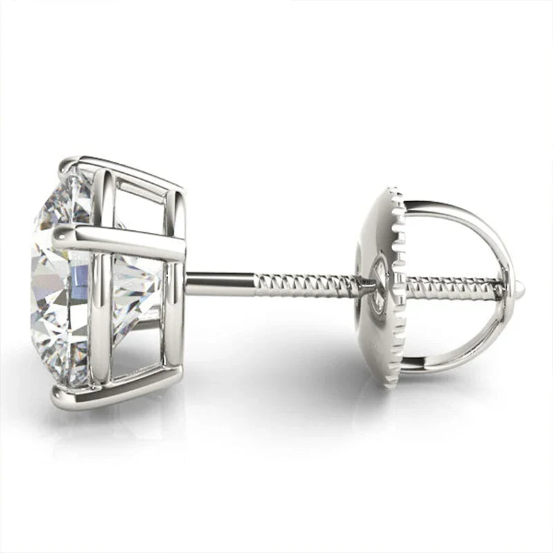 100% S925 silvery Portuguese cut D moissanite screw back 4 prong stud earring for women golden plated yellow golden plated  GRA