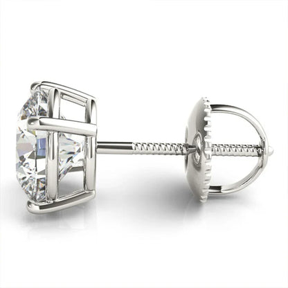 100% S925 silvery Portuguese cut D moissanite screw back 4 prong stud earring for women golden plated yellow golden plated  GRA