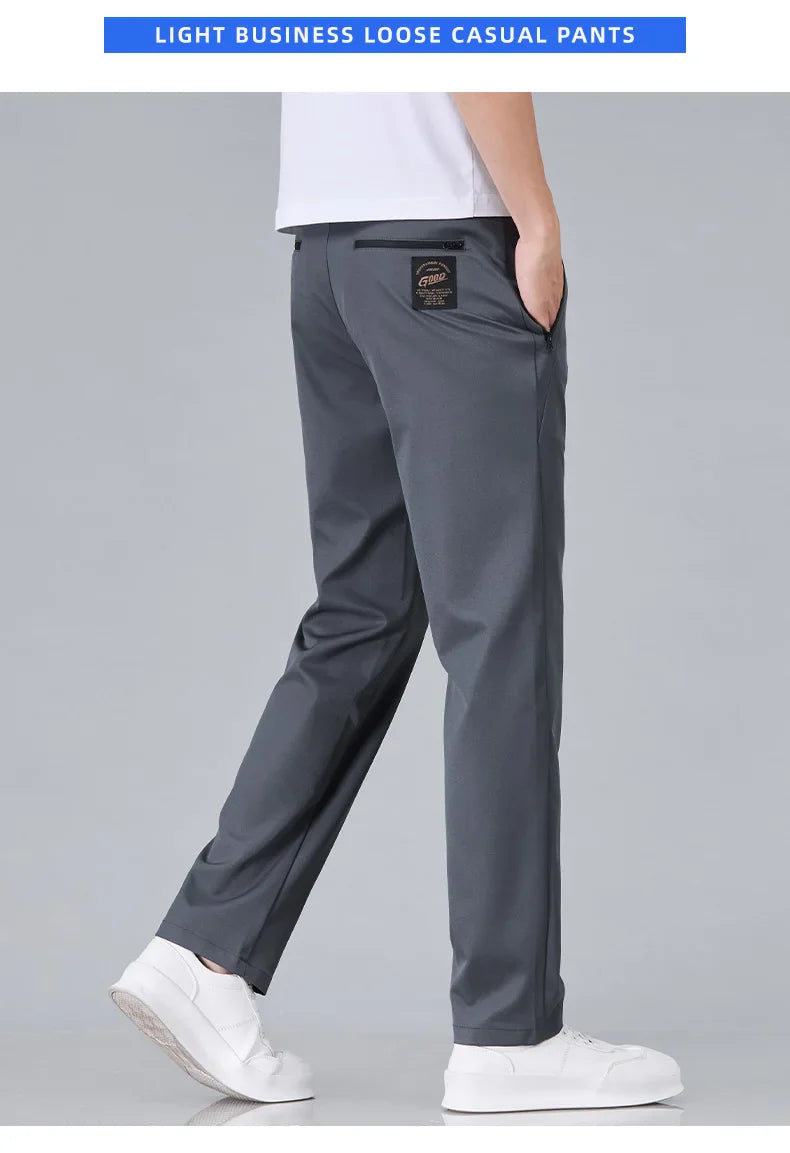 Fashion New in Men's Casual Pants Straight Slim Thin Korean Breathable Comfortable Brand Male Clothing Summer Trousers
